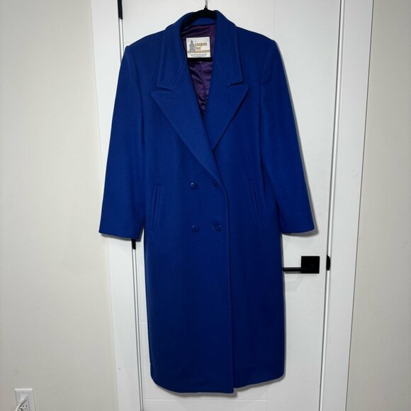 London Fog Wool Overcoat Royal Blue M L Oversized Quiet Luxury Elegant Classic - Picture 4 of 12